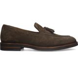 Manfield - Bruine Loafers - Suède - Instapschoenen met Detail