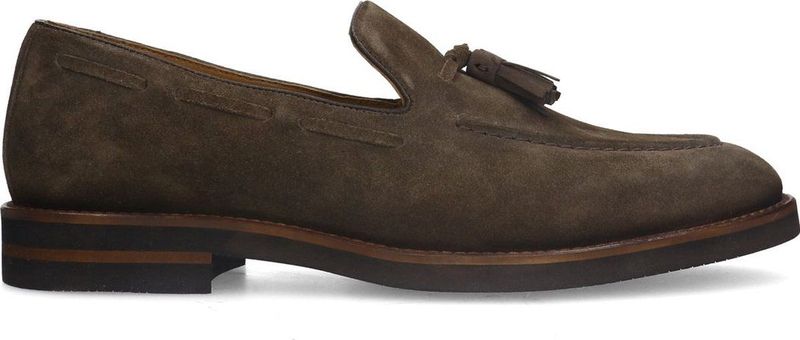 Manfield - Bruine Loafers - Suède - Instapschoenen met Detail