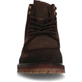 Manfield - Bruine Suède Veterschoenen - Vetersluiting