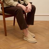 Manfield - Suède Loafers - Beige - Leer Voering - Platte Zool
