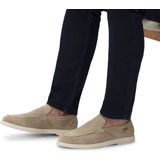 Manfield - Suède Loafers - Beige - Leer Voering - Platte Zool