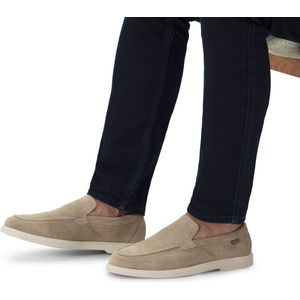 Manfield - Suède Loafers - Beige - Leer Voering - Platte Zool