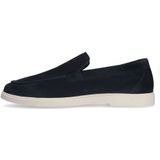 Manfield - Loafers - Donkerblauw - Suède - Platte Zool - Leer