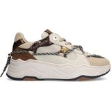 Manfield - Dames Sneakers - Beige - Suède met Details
