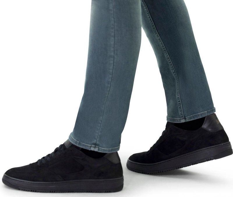 MANFIELD - Sneakers Laag - Zwart - Glad Leer en Suède