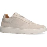 Manfield - Suède Sneakers - Beige - Suède - Vetersluiting