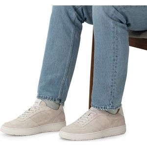 Manfield - Suède Sneakers - Beige - Suède - Vetersluiting