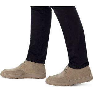 Manfield - Heren - Beige suède veterboots - Maat 40