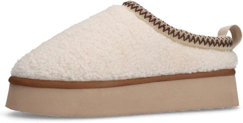 Manfield - Teddy Clogs - Muiltjes - Ecru - Textiel
