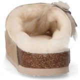 Manfield - Beige Suède Slides - Faux Fur Voering - Plateauzool 3 cm