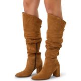 Cognac suède hoge laarzen met hak