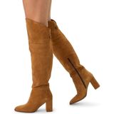 Cognac suède hoge laarzen met hak