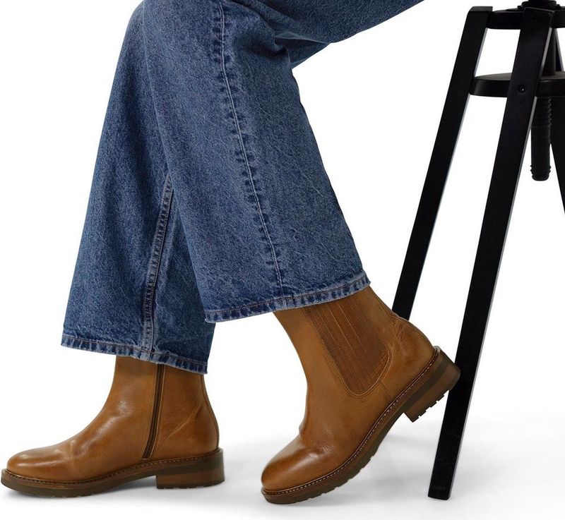 Manfield - Dames - Chelsea Boots - Cognac - Leren - Ritssluiting