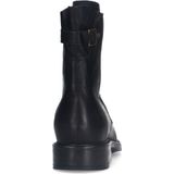 Manfield - Dames - Zwarte leren veterboots