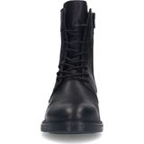 Manfield - Dames - Zwarte leren veterboots