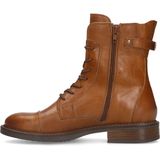 Manfield - Dames - Cognac leren veterboots