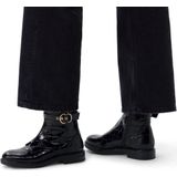 Manfield - Dames - Zwarte leren croco enkellaarsjes