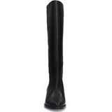 Manfield - Dames - Zwarte leren hoge laarzen