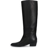 Manfield - Dames - Zwarte leren hoge laarzen