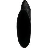 Manfield - Dames - Zwarte leren hoge laarzen