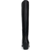 Manfield - Dames - Zwarte leren hoge laarzen