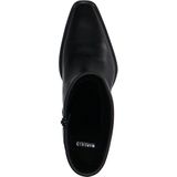 Manfield - Dames - Zwarte leren enkellaarsjes met hak