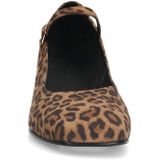 Manfield - Suède Pumps - Panterprint - Beige/Bruin - Blokhak