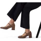 Manfield - Suède Pumps - Panterprint - Beige/Bruin - Blokhak
