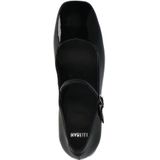 Manfield - Zwarte Lakleren Mary Jane Pumps - Hak 6 cm - Gespsluiting