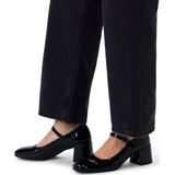 Manfield - Zwarte Lakleren Mary Jane Pumps - Hak 6 cm - Gespsluiting