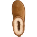 Manfield - Beige Velvet Snowboots - Dames - Nepbont - 3 cm Zool