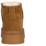 Manfield - Beige Velvet Snowboots - Dames - Nepbont - 3 cm Zool