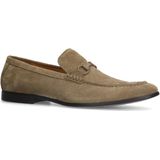 Manfield - Heren - Taupe Suède Loafers - Suède - Platte Hak 1 cm