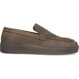 Manfield - Heren - Antraciete Loafers - Nubuck - Grijze Zool
