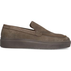 Manfield - Heren - Antraciete Loafers - Nubuck - Grijze Zool