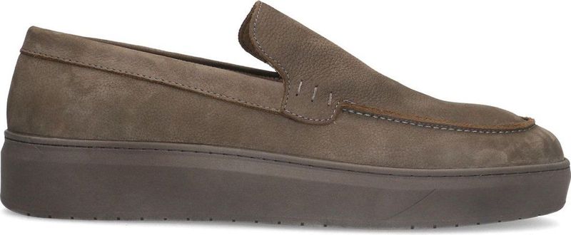 Manfield - Heren - Antraciete Loafers - Nubuck - Grijze Zool