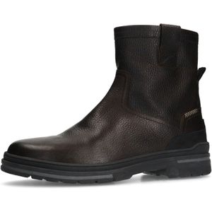 Manfield - Gevoerde Enkelboots - Donkerbruin - Leer - Imitatiebont Voering