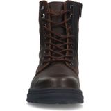 Manfield - Leren Veterlaarzen - Bruin - Leer - Praktische Rits