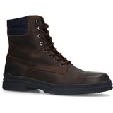 Manfield - Leren Veterlaarzen - Bruin - Leer - Praktische Rits