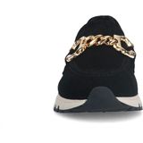 Manfield - Dames - Zwarte Suède Loafers - Gouden Chain - Witte Zool