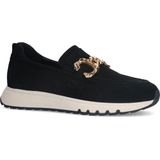 Manfield - Dames - Zwarte Suède Loafers - Gouden Chain - Witte Zool