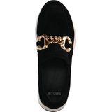Manfield - Dames - Zwarte Suède Loafers - Gouden Chain - Witte Zool