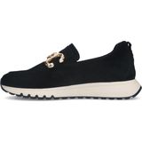 Manfield - Dames - Zwarte Suède Loafers - Gouden Chain - Witte Zool