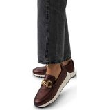 Manfield - Bronzen Leren Loafers - Goudkleurige Chain - Zool 3 cm