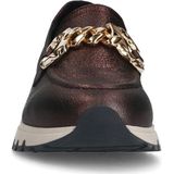 Manfield - Bronzen Leren Loafers - Goudkleurige Chain - Zool 3 cm