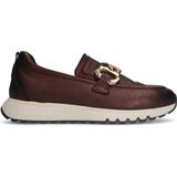Manfield - Bronzen Leren Loafers - Goudkleurige Chain - Zool 3 cm