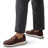 Manfield - Bronzen Leren Loafers - Goudkleurige Chain - Zool 3 cm