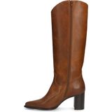 Manfield - Dames - Cognac Leren Laarzen met Hak - Cognac - Leren