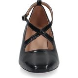 Manfield - Zwarte Lakleren Pumps - Gekruiste Gespsluiting - Blokhak 7 cm