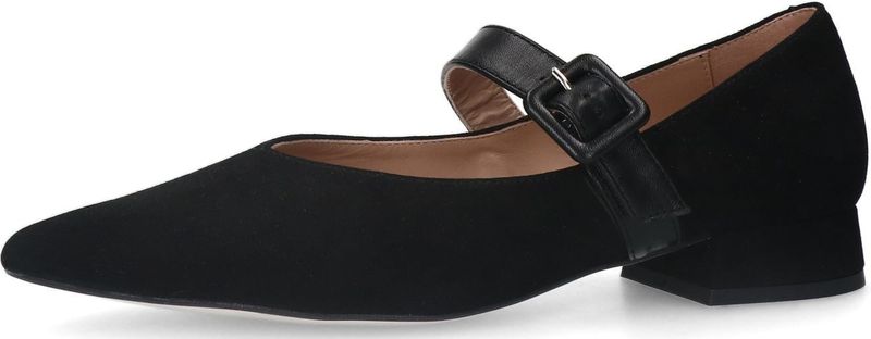 Manfield - Zwarte Suède Loafers - Gesp Detail